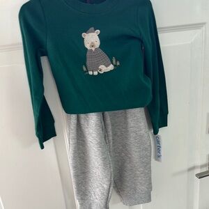 Carter's Forest Green and Heather Gray Bear Set